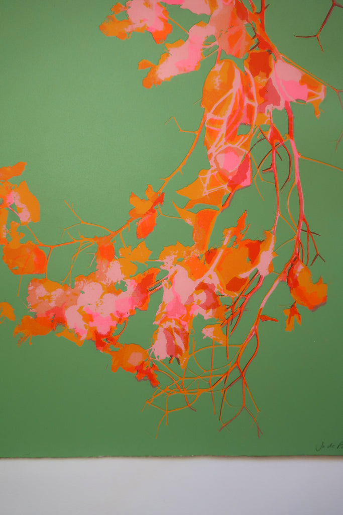 Jo de Pear - Bougainvillea Green, Pink + Orange composition