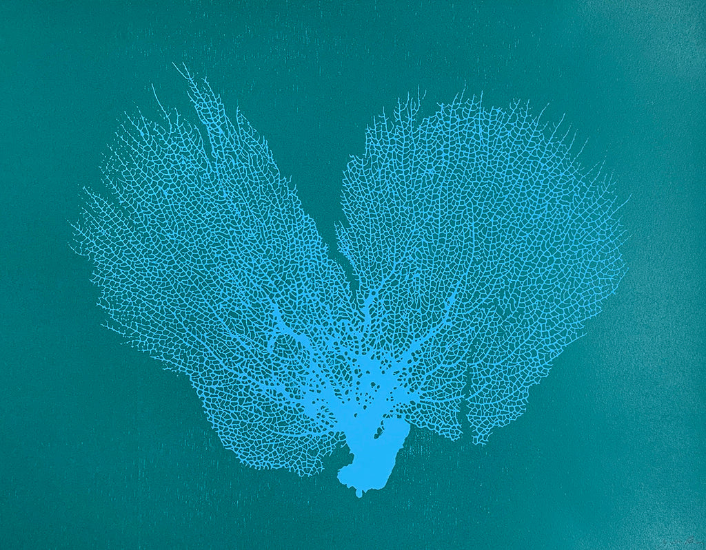 Jo de Pear :  Sea Fan V Aqua/Turquoise
